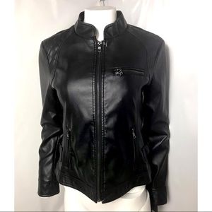 NWT Faux Vegan Leather Black Jacket Medium GIACCA